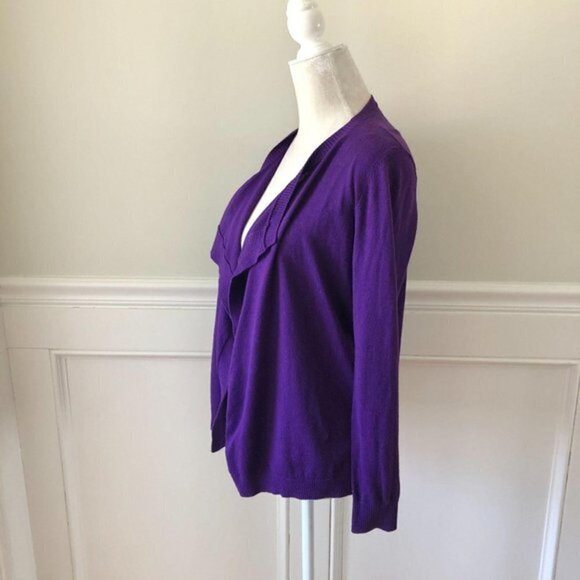 Ann Taylor Petite Purple Open Cardigan SP - Picture 4 of 6